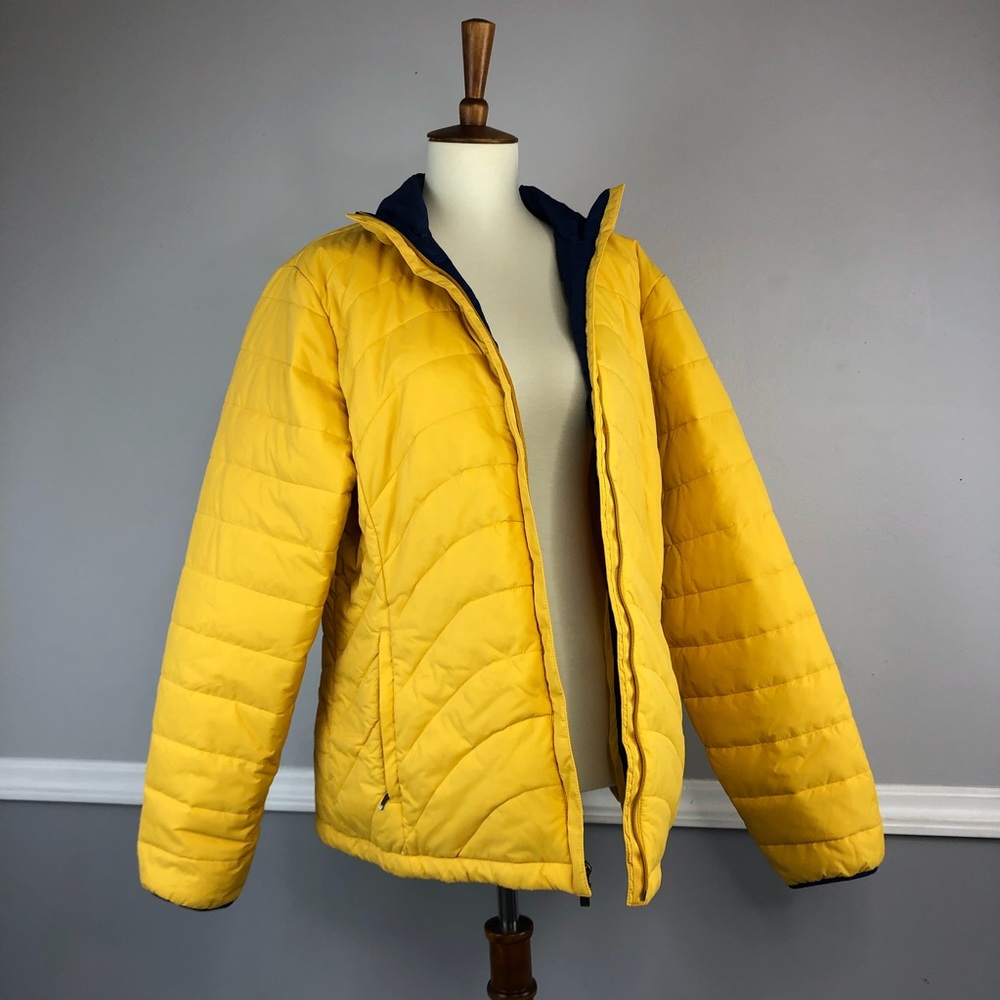 Lands’ End Yellow and Navy Puff Jacket